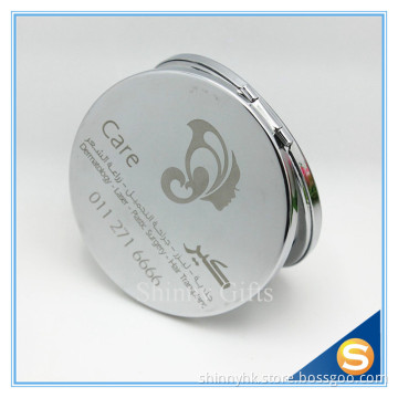 Shiny Silver Metal Materials Round Shape Double Side Cosmetic Mirror Promotional Gifts